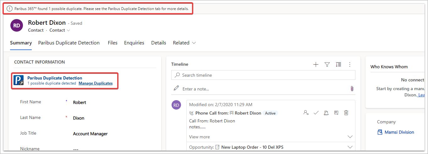 Duplicate Detection and Merging with Paribus 365