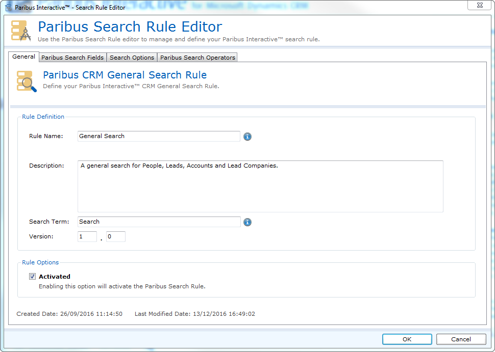 Changing the Rule Name and Search Term.